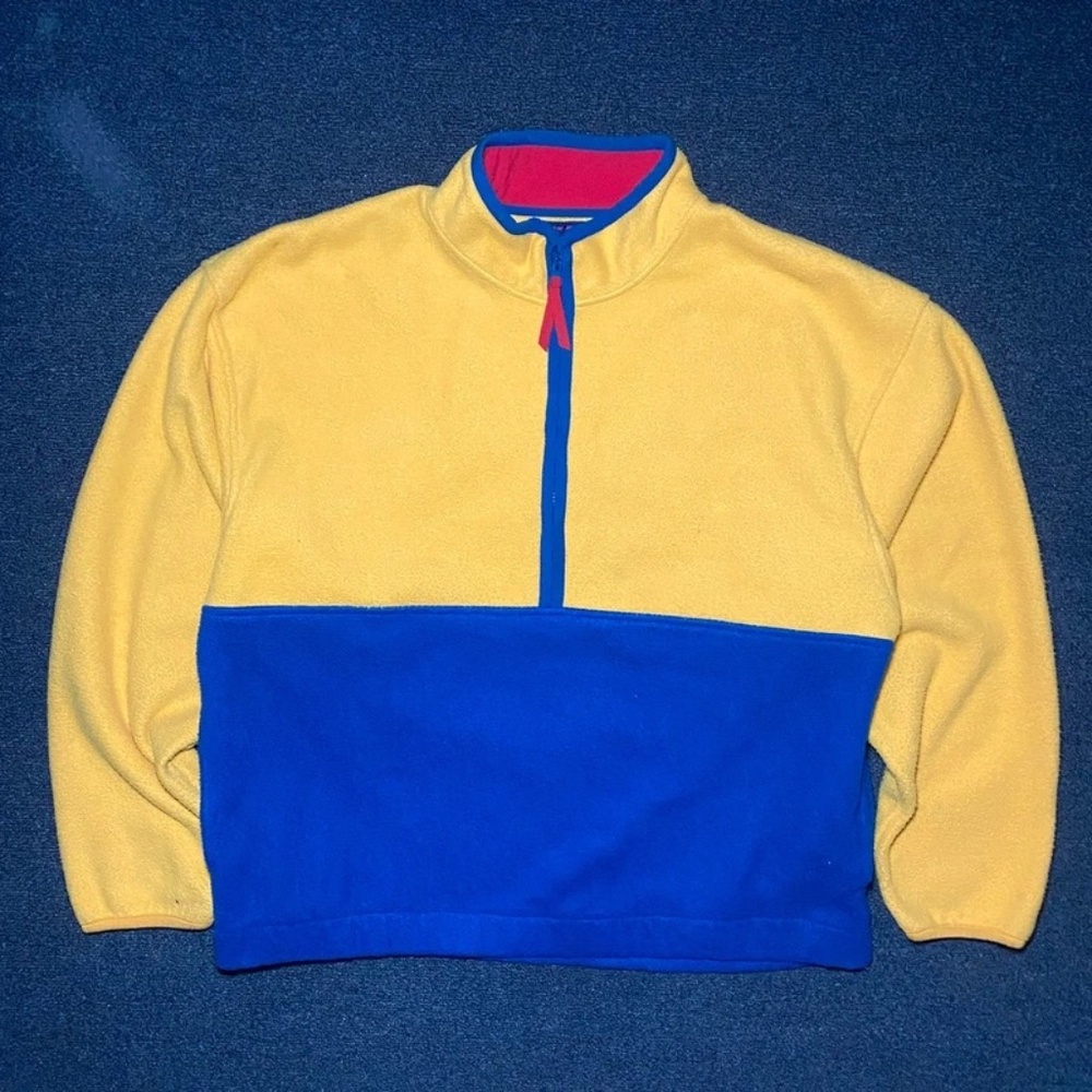 vintage gap arctic light 2 tone 1/2 zip fleece sweater size xl